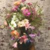 Roze/paars zijde bloemen arrangement op Ecripot